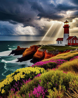 Wall Art featuring the digital art Lighthouse Series 071 by Flees Photos