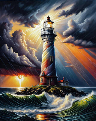 Wall Art featuring the digital art Lighthouse Series 073 by Flees Photos