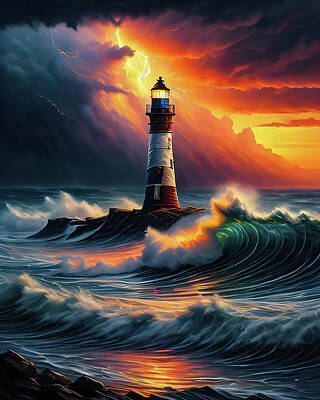 Wall Art featuring the digital art Lighthouse Series 074 by Flees Photos