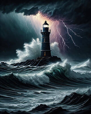 Wall Art featuring the digital art Lighthouse Series 075 by Flees Photos