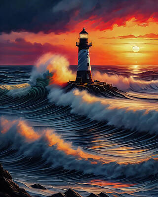 Wall Art featuring the digital art Lighthouse Series 076 by Flees Photos