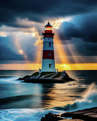 Wall Art featuring the digital art Lighthouse Series 078 by Flees Photos