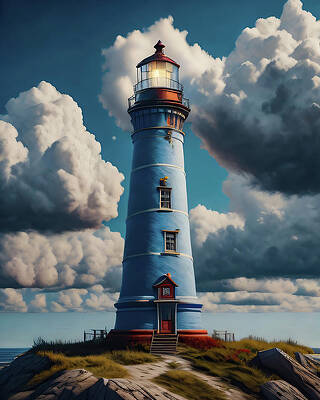 Wall Art featuring the digital art Lighthouse Series 079 by Flees Photos