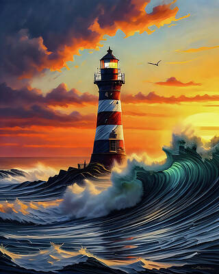 Wall Art featuring the digital art Lighthouse Series 080 by Flees Photos