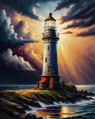 Wall Art featuring the digital art Lighthouse Series 081 by Flees Photos