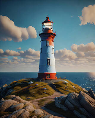 Wall Art featuring the digital art Lighthouse Series 082 by Flees Photos