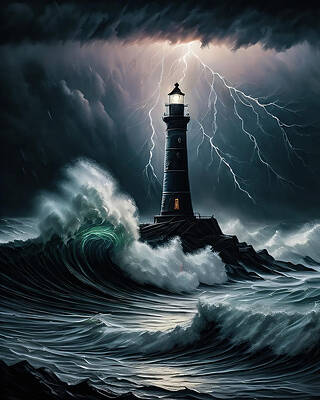 Wall Art featuring the digital art Lighthouse Series 084 by Flees Photos