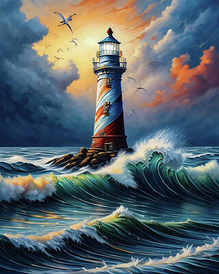 Wall Art featuring the digital art Lighthouse Series 085 by Flees Photos