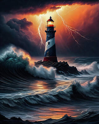 Wall Art featuring the digital art Lighthouse Series 086 by Flees Photos