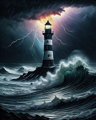 Wall Art featuring the digital art Lighthouse Series 087 by Flees Photos