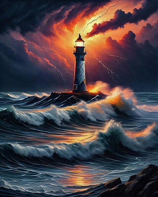 Wall Art featuring the digital art Lighthouse Series 088 by Flees Photos