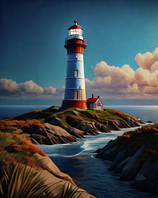 Wall Art featuring the digital art Lighthouse Series 42 by Flees Photos