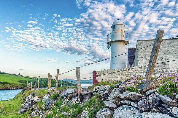 Sky Photograph - Lighthouse Shines By Dingle Bay by Steven Dos Remedios