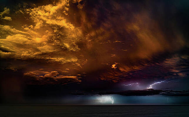 Sunrise Wall Art featuring the photograph Lightning Sunrise 1 Mazatlan Mexico by Tommy Farnsworth