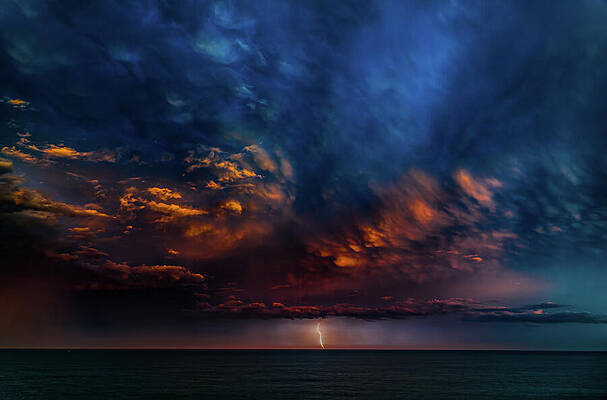 Sunrise Wall Art featuring the photograph Lightning Sunrise 3 Mazatlan Mexico by Tommy Farnsworth