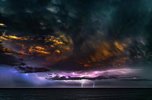 Sunrise Wall Art featuring the photograph Lightning Sunrise 6 Mazatlan Mexico by Tommy Farnsworth