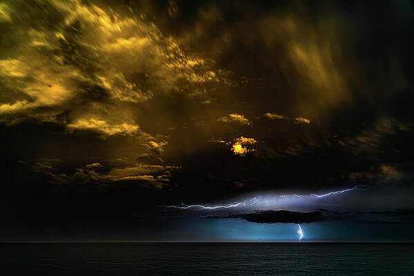 Mexico Wall Art featuring the photograph Lightning Sunrise Mazatlan Mexico by Tommy Farnsworth