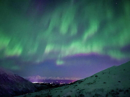 Landscape Wall Art featuring the photograph Lights Over Mat-Su Valley by Harry Banks