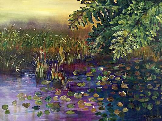 Wall Art featuring the painting Lily Pads In The Pond by Barbara Landry