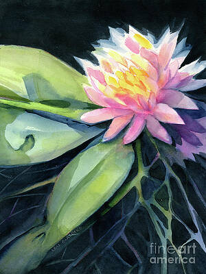 Wall Art featuring the painting Lily's Watery Roots by Lois Blasberg