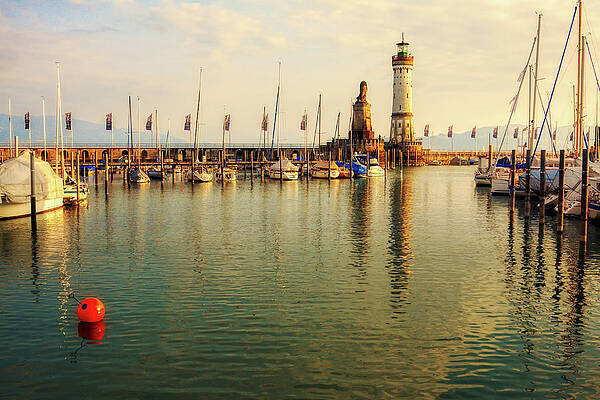 Serene Photograph - Lindau Harbor Sunday Afternoon by Tatiana Travelways