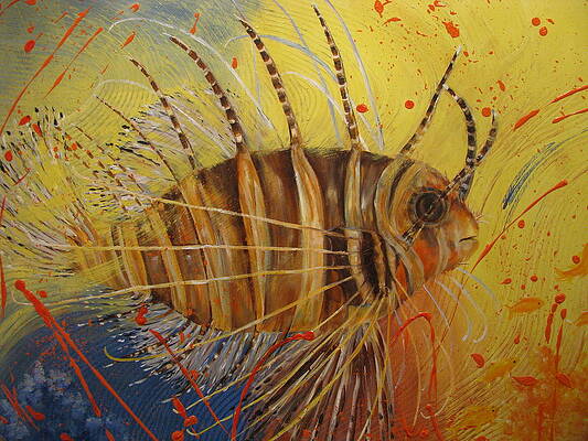 Wall Art featuring the painting Lion Fish by Barbara Landry