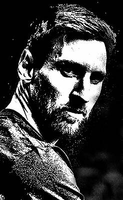 Black And White Digital Art - Lionel Messi, King Of Football by Gradify Creations