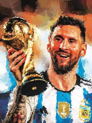 Sports Wall Art featuring the painting Lionel Messi by Gradify Creations