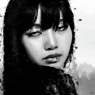 Black And White Digital Art - Lisa Rockstar Bw by Gradify Creations