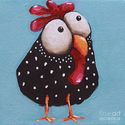 Whimsical Black Spotted Chicken Wall Art