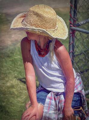 Wall Art featuring the digital art Little Cowgirl At San Clemente Rodeo by Rebecca Herranen