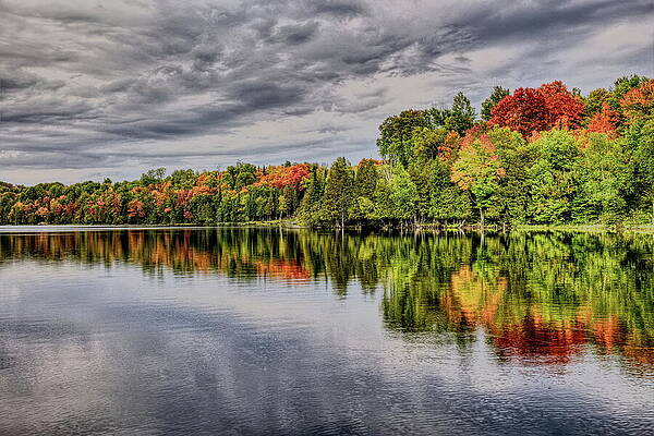 Wall Art featuring the photograph Little Horsehead Lake Fall Storm Cloud Reflection by Dale Kauzlaric