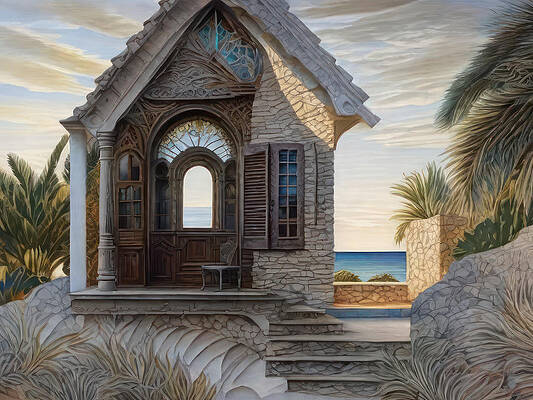 Intricate Wall Art featuring the digital art Little Portal House by Eris And AI