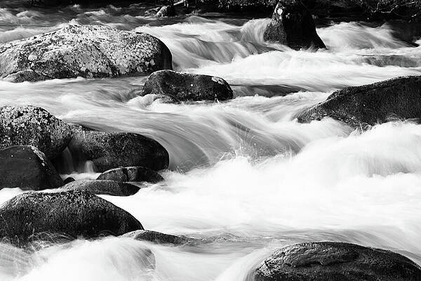 Serene Flowing River Over Rocks Wall Art