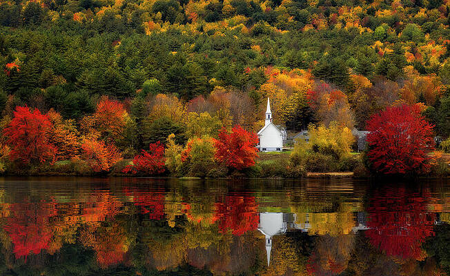 Wall Art featuring the photograph Little White NH Church by Susan Candelario