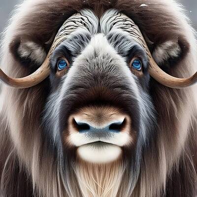Majestic Musk Ox Portrait Digital Art