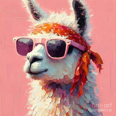 Vibrant Wall Art featuring the ai art Llama by Lucia Stewart