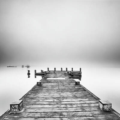 Minimalist Wall Art featuring the photograph Loch Lomond Misty Pier by Grant Glendinning