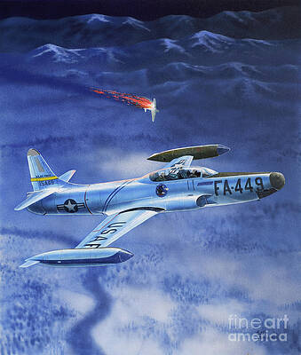 Airplane Wall Art featuring the painting Lockheed F-94B Starfire by Steve Ferguson