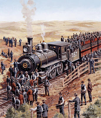 Engine Painting - Locomotives - Chicago Rock Island And Pacific Railway 4-4-0 Type Engine Number 557 by J Craig Thorpe
