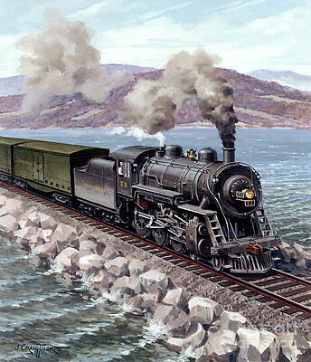 Engine Painting - Locomotives - Rutland Railroad 4-6-0 Type Engine Number 73 by J Craig Thorpe