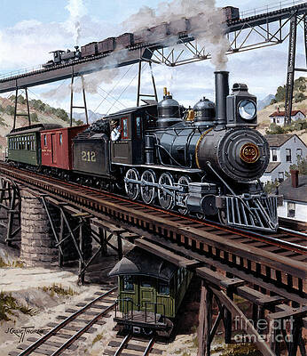 Engine Painting - Locomotives - Fremont, Elkhorn And Missouri Valley Railroad 4-8-0 Type Engine Number 212 by J Craig Thorpe