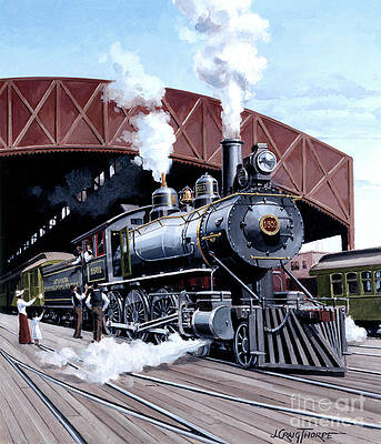 Engine Painting - Locomotives - Atlanta, Birmingham And Atlantic Railroad Bee Line 4-6-0 Type Engine Number 1501 by J Craig Thorpe