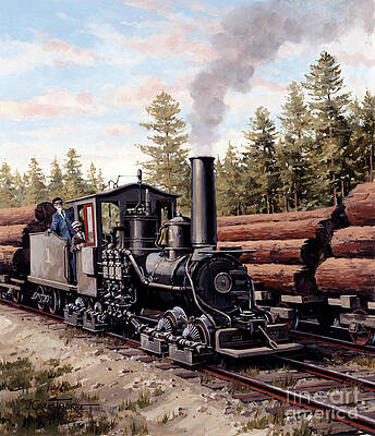 Engine Painting - Locomotives - Harbor Springs Railway Hemlock Central Engine Number 1 Baby by J Craig Thorpe