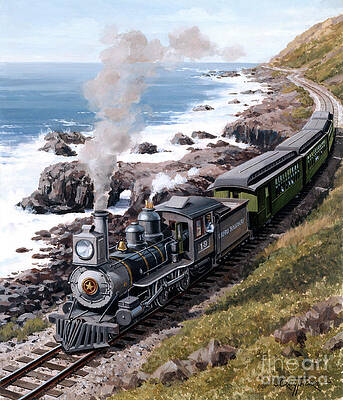 Engine Painting - Locomotives - Oahu Railway Baldwin 4-4-0 Type Engine Number 19 By Hawaiian Coast by J Craig Thorpe