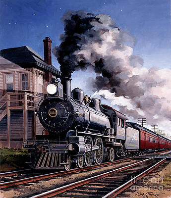 Engine Painting - Locomotives - Pennsylvania Railroad E2-Class 4-4-2 Type Engine Number 7002 Broadway Limited by J Craig Thorpe