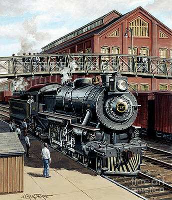Engine Painting - Locomotives - Pennsylvania Railroad K4s Class 4-6-2 Type Engine Number 1737 by J Craig Thorpe