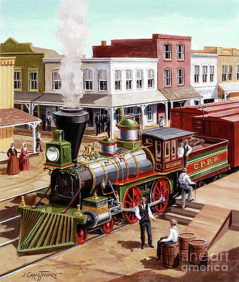 Engine Painting - Locomotives - Central Pacific Railroad 4-4-0 Type Engine The Governor Stanford by J Craig Thorpe
