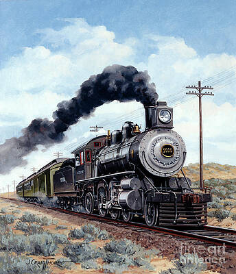 New Mexico Painting - Locomotives - Santa Fe Railway 2-6-2 Prairie Type Engine Number 1000 by J Craig Thorpe