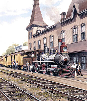 Engine Painting - Locomotives - St. Louis, Iron Mountain And Southern Railway 4-4-0 Type Engine Number 399 by J Craig Thorpe